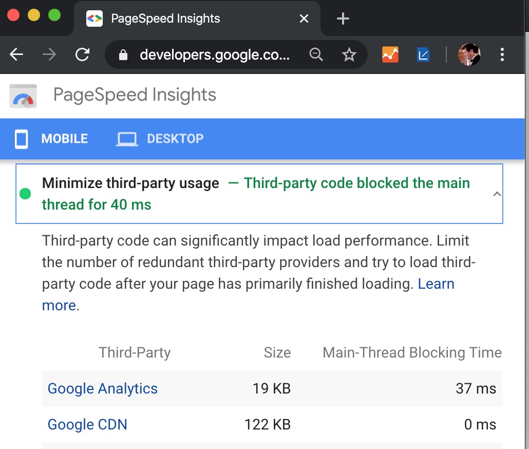 third party code is not blocking page load